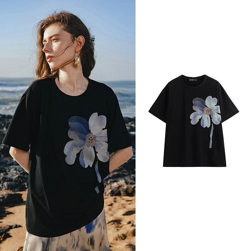 Vibrant Floral Print Short Sleeve T-Shirt