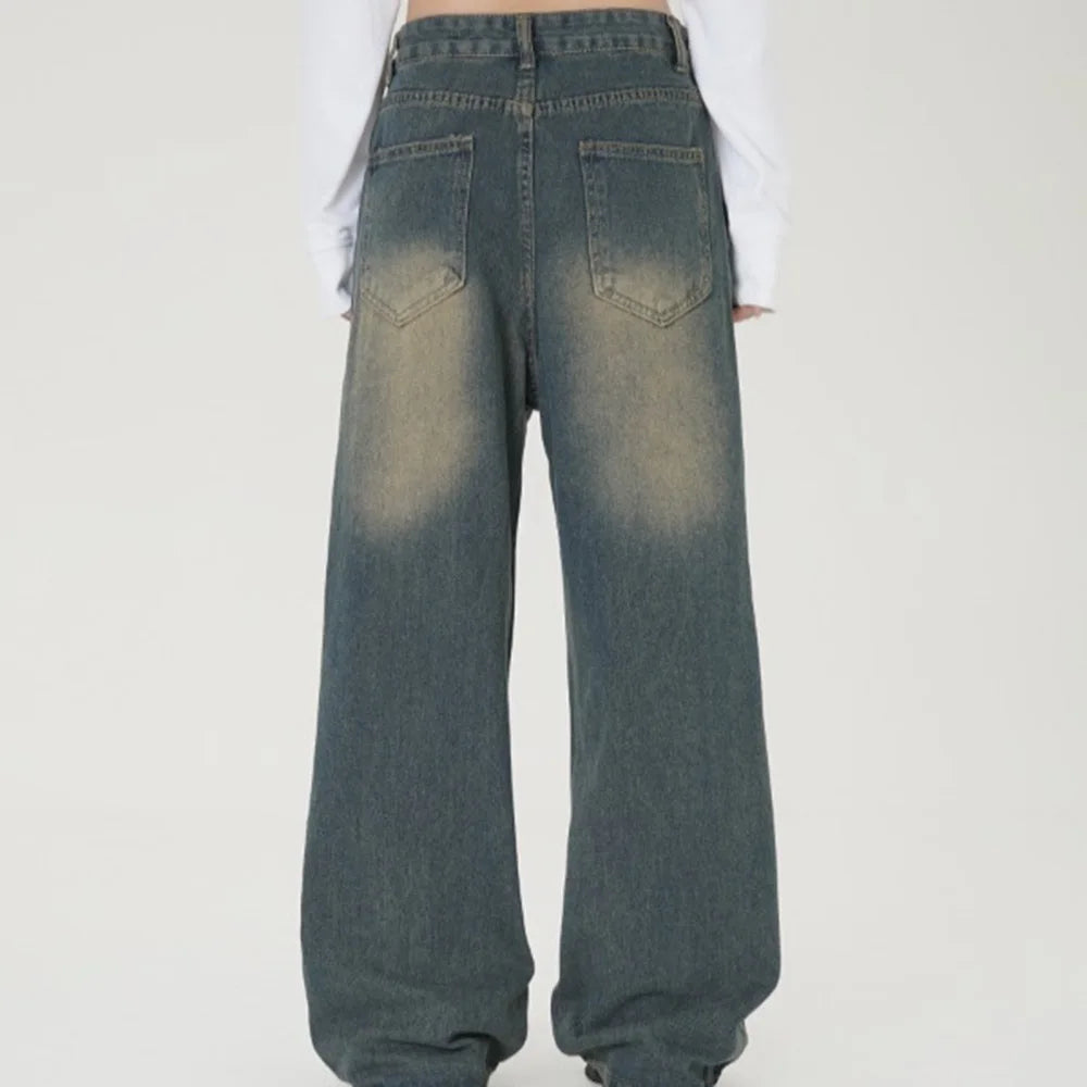 Solid Color Baggy Jeans