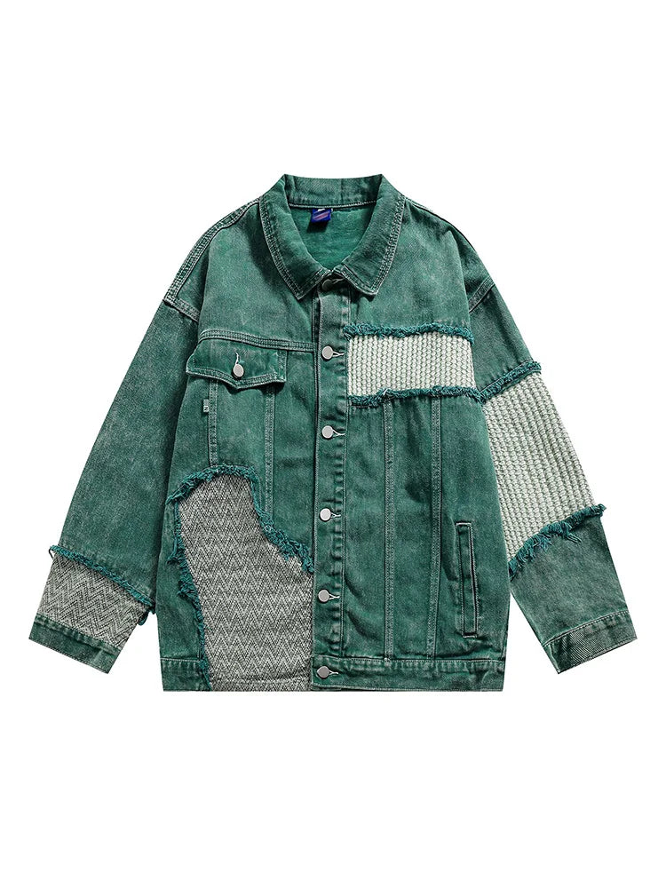 Oversized Green Denim Jacket Coat Jeans