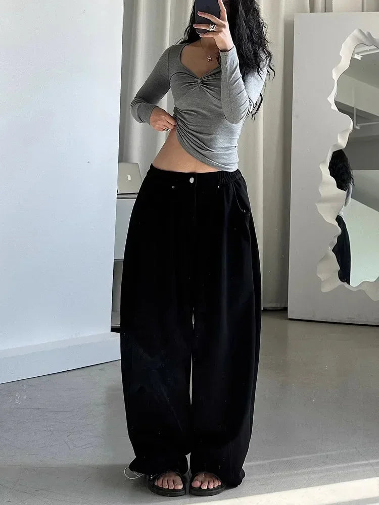 Vintage Grey Oversized Sweatpants Retro Pants
