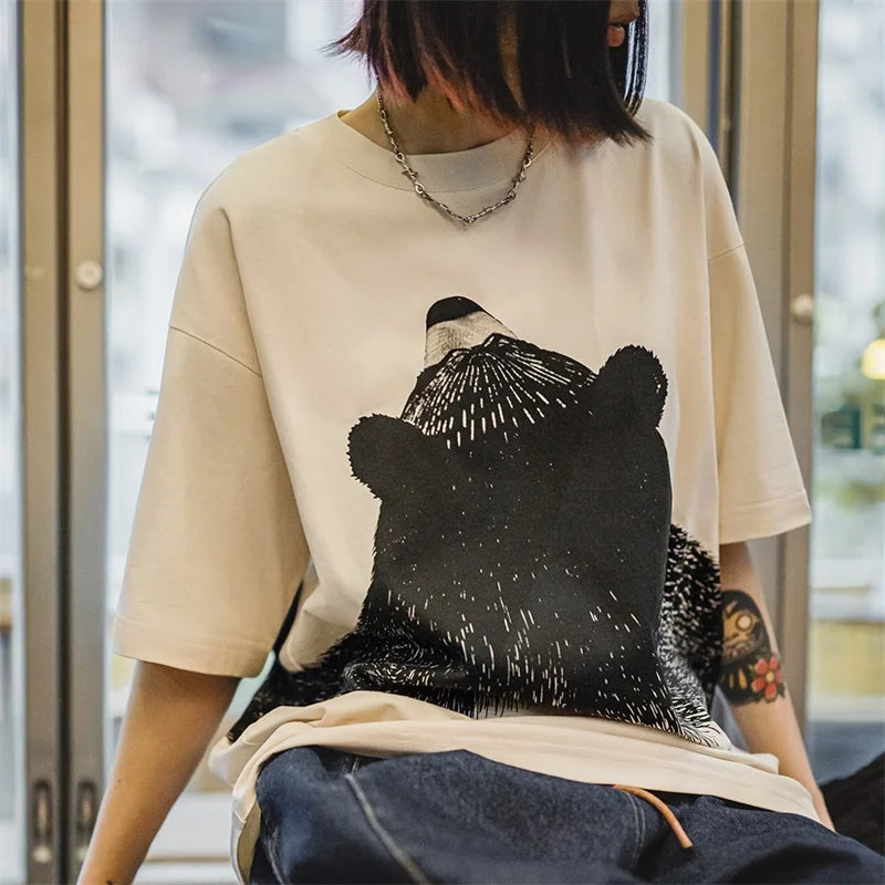 Oversized Bear Print Short Sleeve T-Shirt