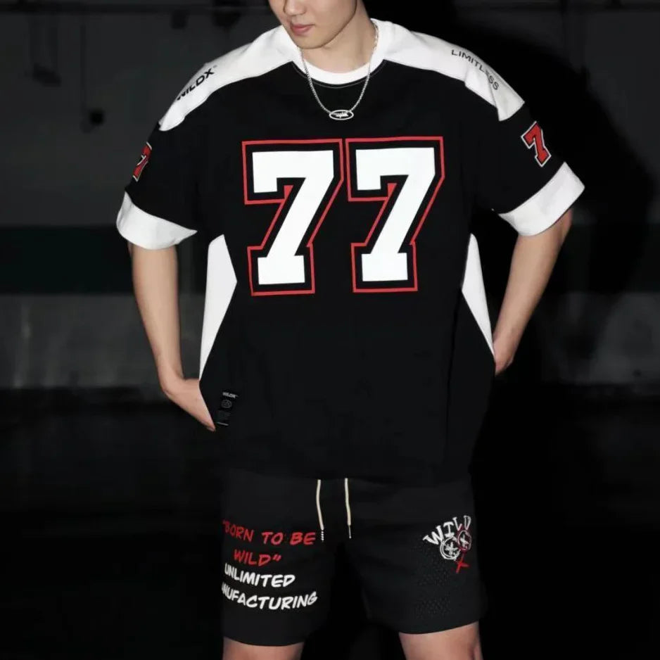 Vintage Patchwork American Sports Casual T-Shirt