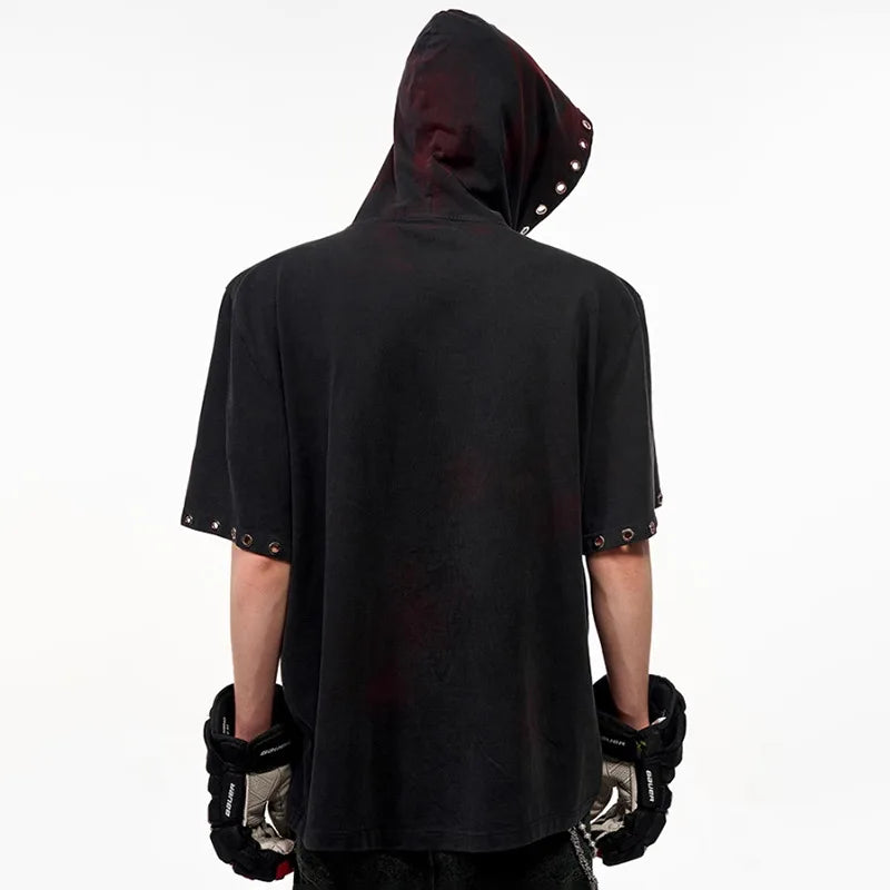 Stylish Hollow Out Patched Loose T-Shirt
