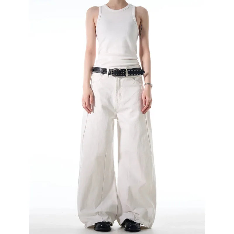 Vintage White High Waisted Wide Jeans