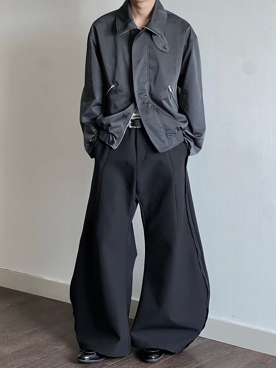 Black Pleated Wide Leg Pants