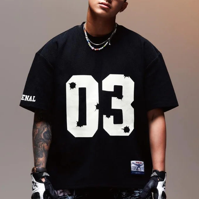 Vintage Patchwork American Sports Casual T-Shirt