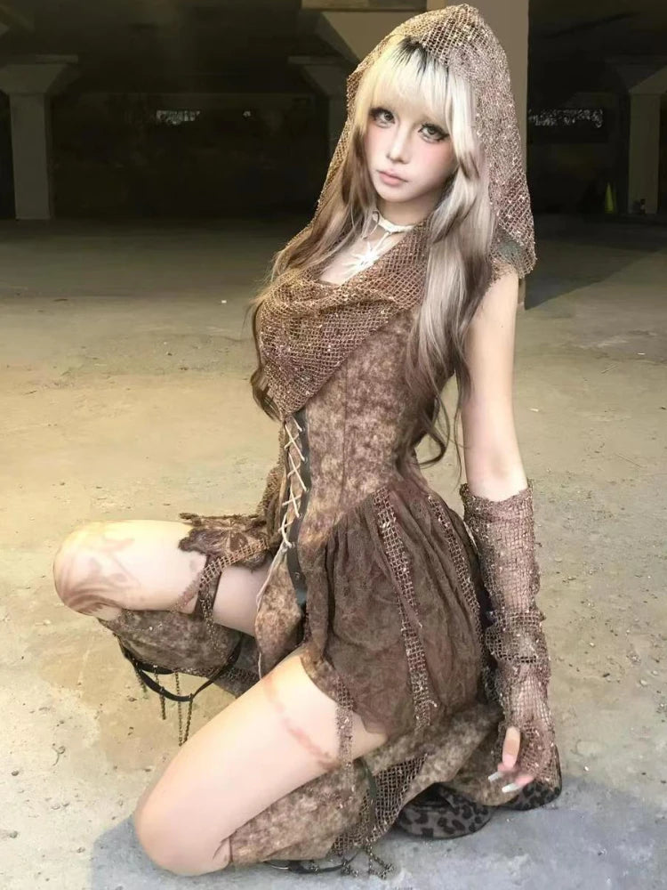 Vintage Lace Mini Skirt Suit Set