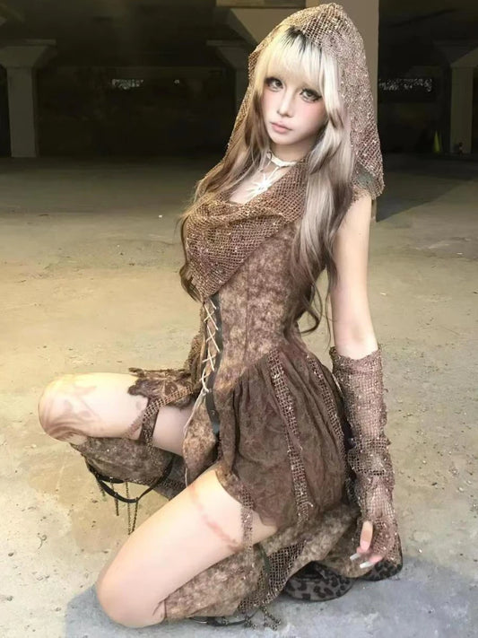 Vintage Lace Mini Skirt Suit Set