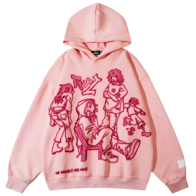 Funny Cartoon Graphic Pink Hoodie Shirt