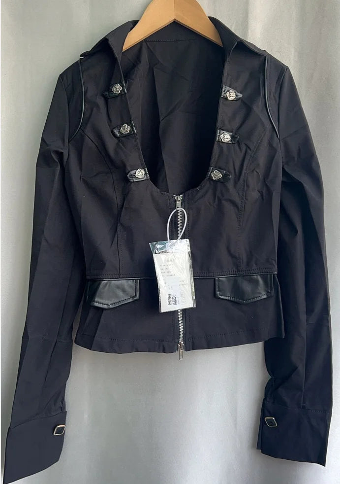 Sexy Double Zipper Grunge Cropped Shirt