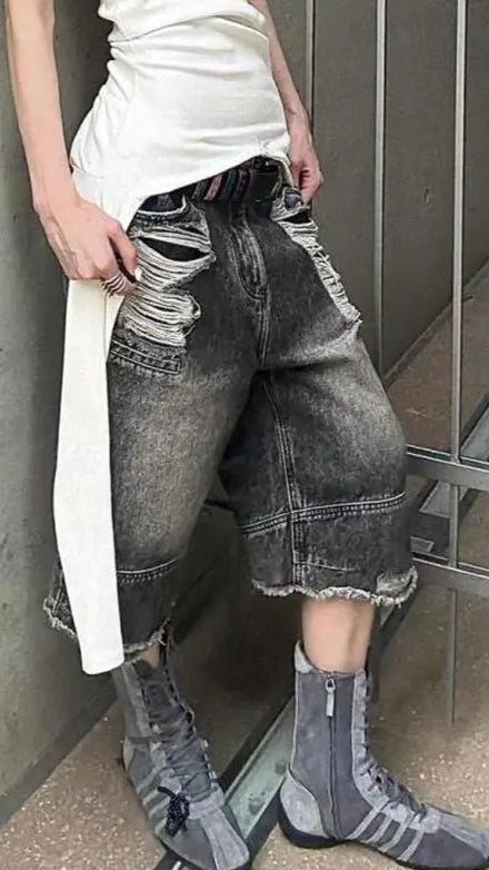 Baggy High Waist Denim Shorts