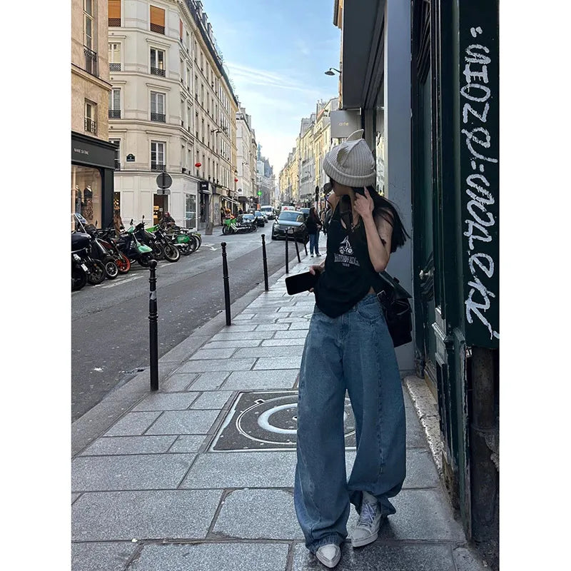 High Waist Vintage Blue Summer Jeans