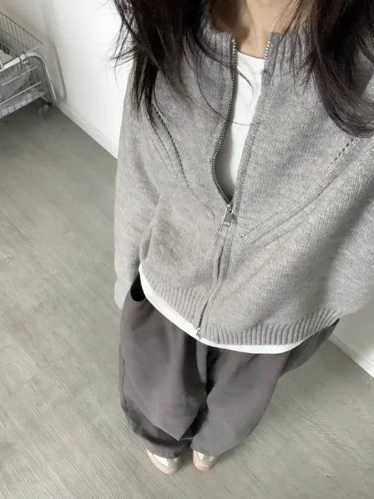 Soft Japanese Vintage Oversize Zipper Sweater