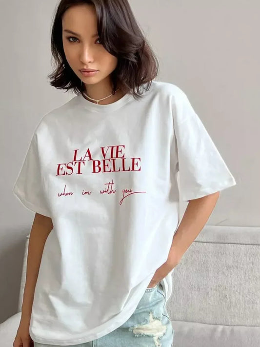 American Personality Printed Mid-Length Cotton T-Shirt