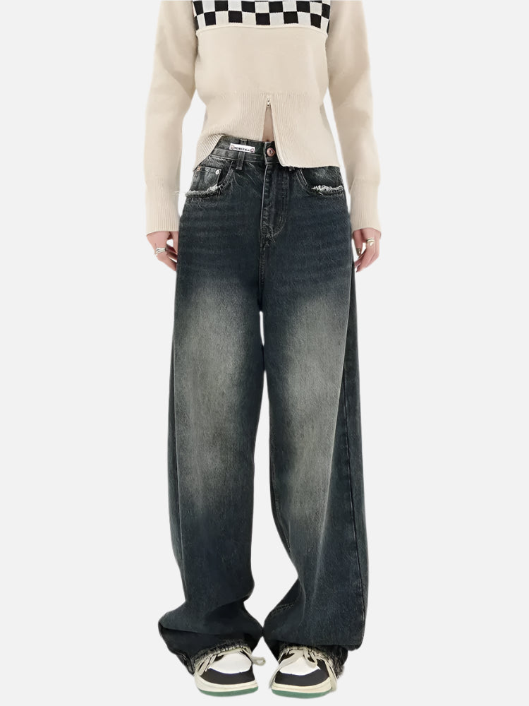 Retro Autumn Women High Waist Jeans