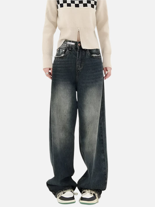 Retro Autumn Women High Waist Jeans
