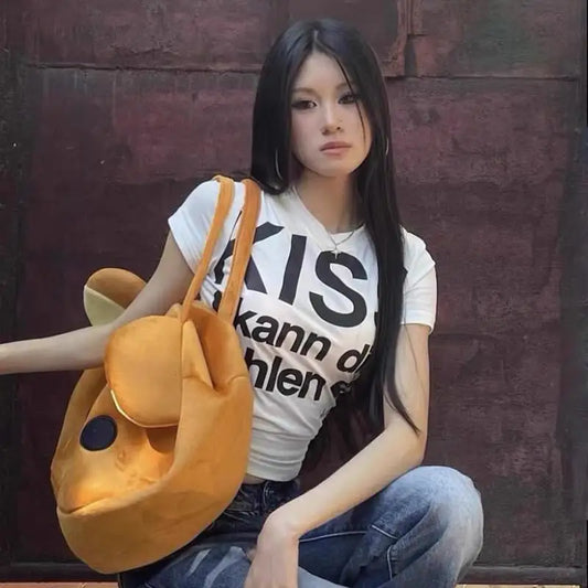 Vintage Japanese Letter Print T-Shirt
