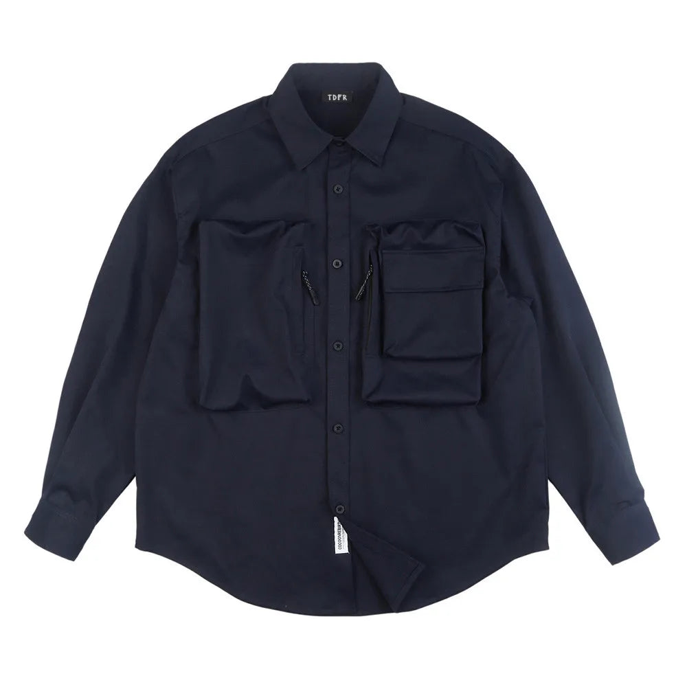 Solid Color Cargo Men Safari Shirt