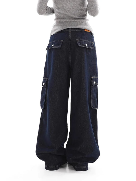 Vintage High Waisted Multi-Pocket Cargo Jeans