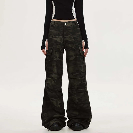 Camo Retro High Waist Wide Jeans