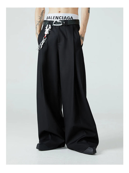 Luxury Designer Black Wide Leg Pants