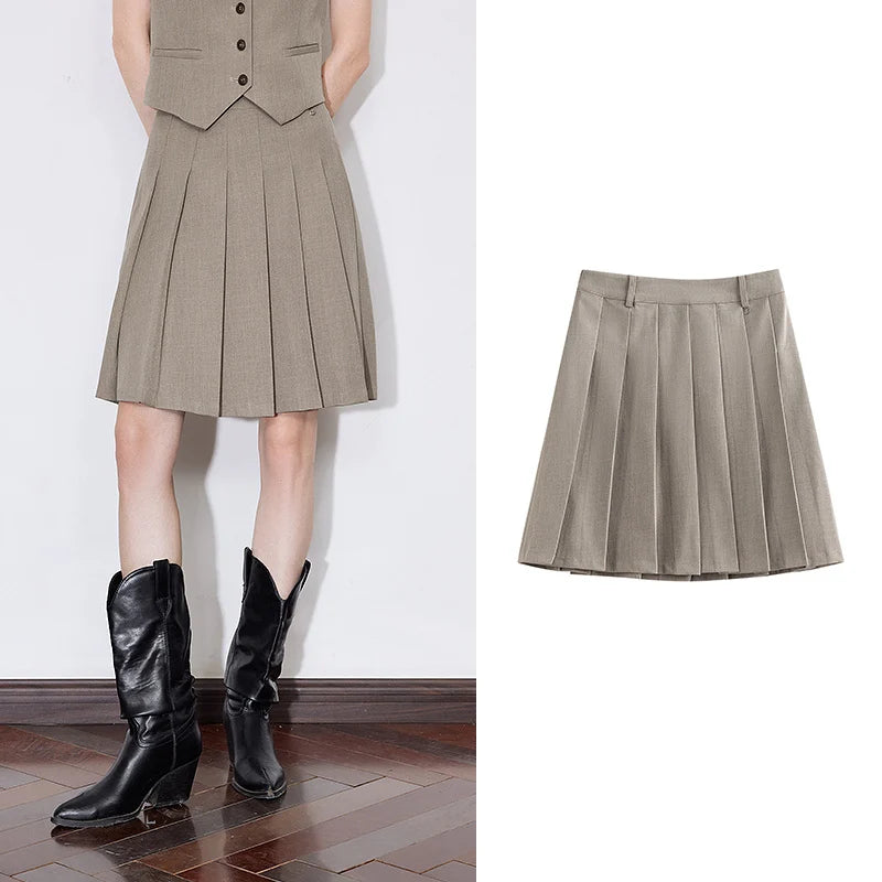 Chic Mid A-Line Pleated Skirt