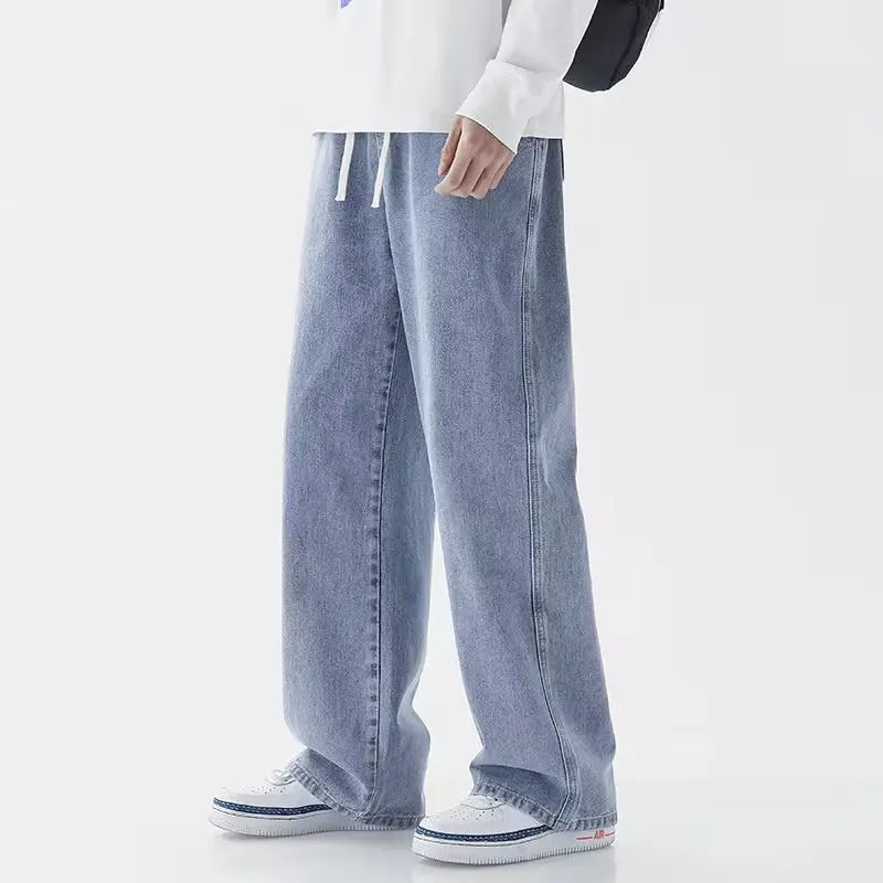Baggy Elastic Waist Classic Denim Jeans