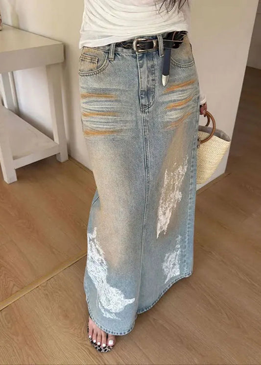 Slimming Vintage High Waisted Denim Skirt