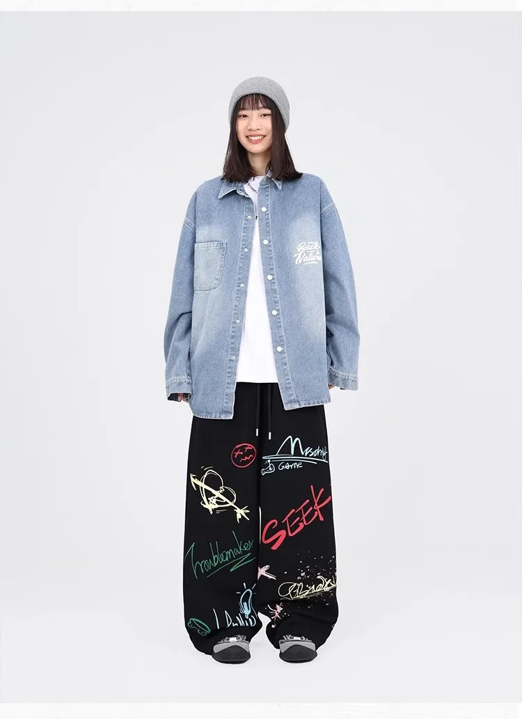Black Graffiti Hip Hop Dance Pants