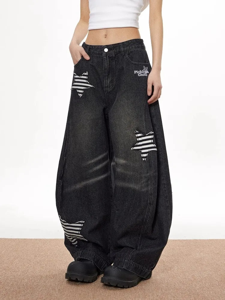 Vintage High Waist Black Wide Jeans