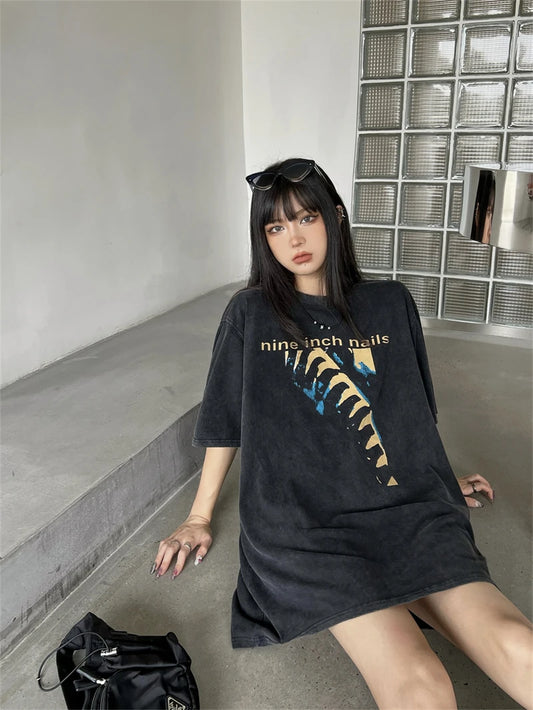 Nin Inch Nail Retro Oversized T-Shirt