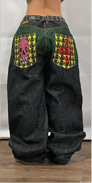 Solid Color Washed Baggy Jeans