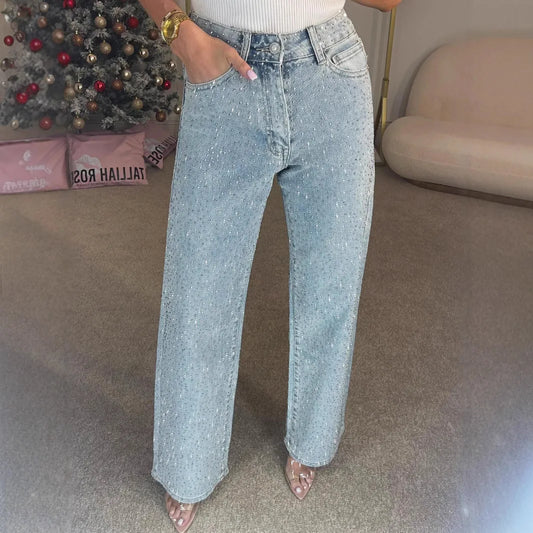 Diamonds High Waist Distressed Denim Jeans