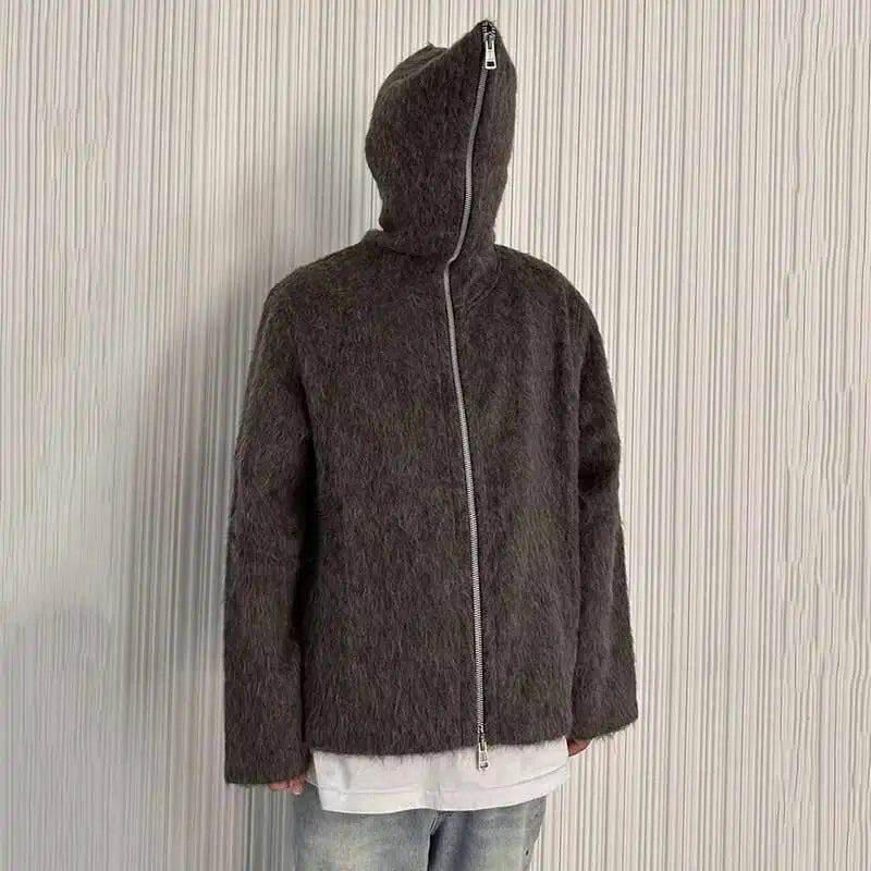 American Style Hooded Zipper Cardigan Sweater