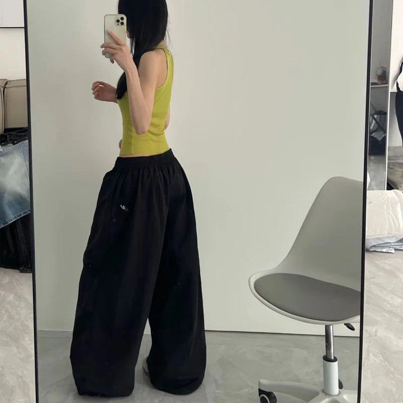 Trendy Oversized Black Wide Leg Pants