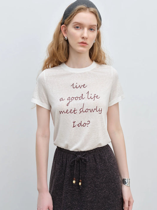 Stylish Round Neck Letter Print T-Shirt