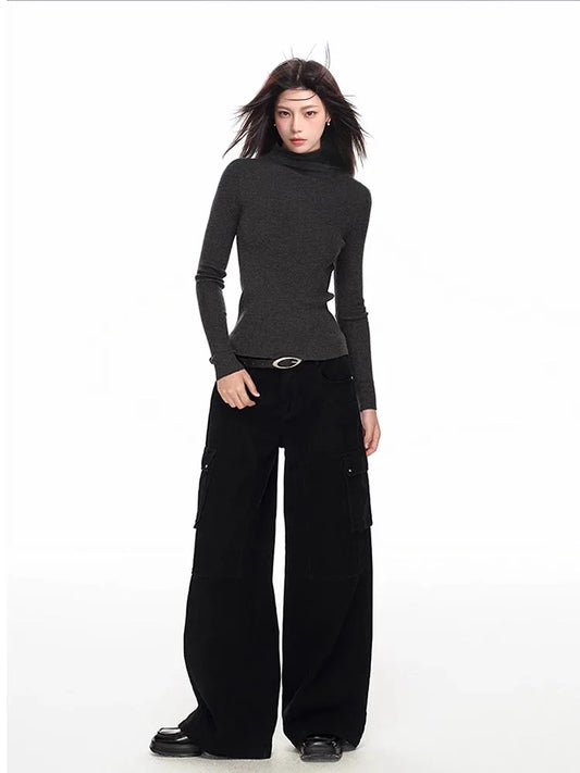 Cozy Knit Turtleneck Sweater Long T-Shirt