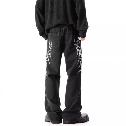 Heavy Embroidery Loose Straight Y2K Jeans