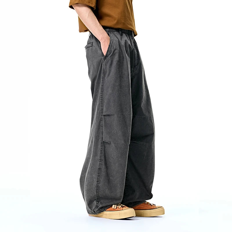 Vintage Washed Wide Leg Cargo Pants