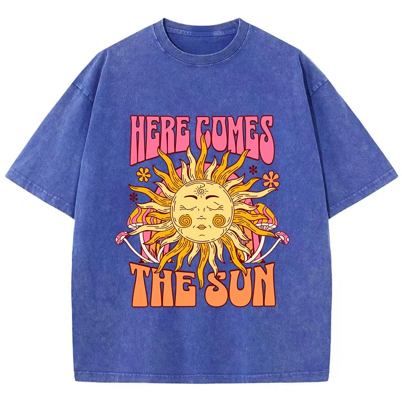 Sun Prints Oversize Washed Cotton T-Shirt