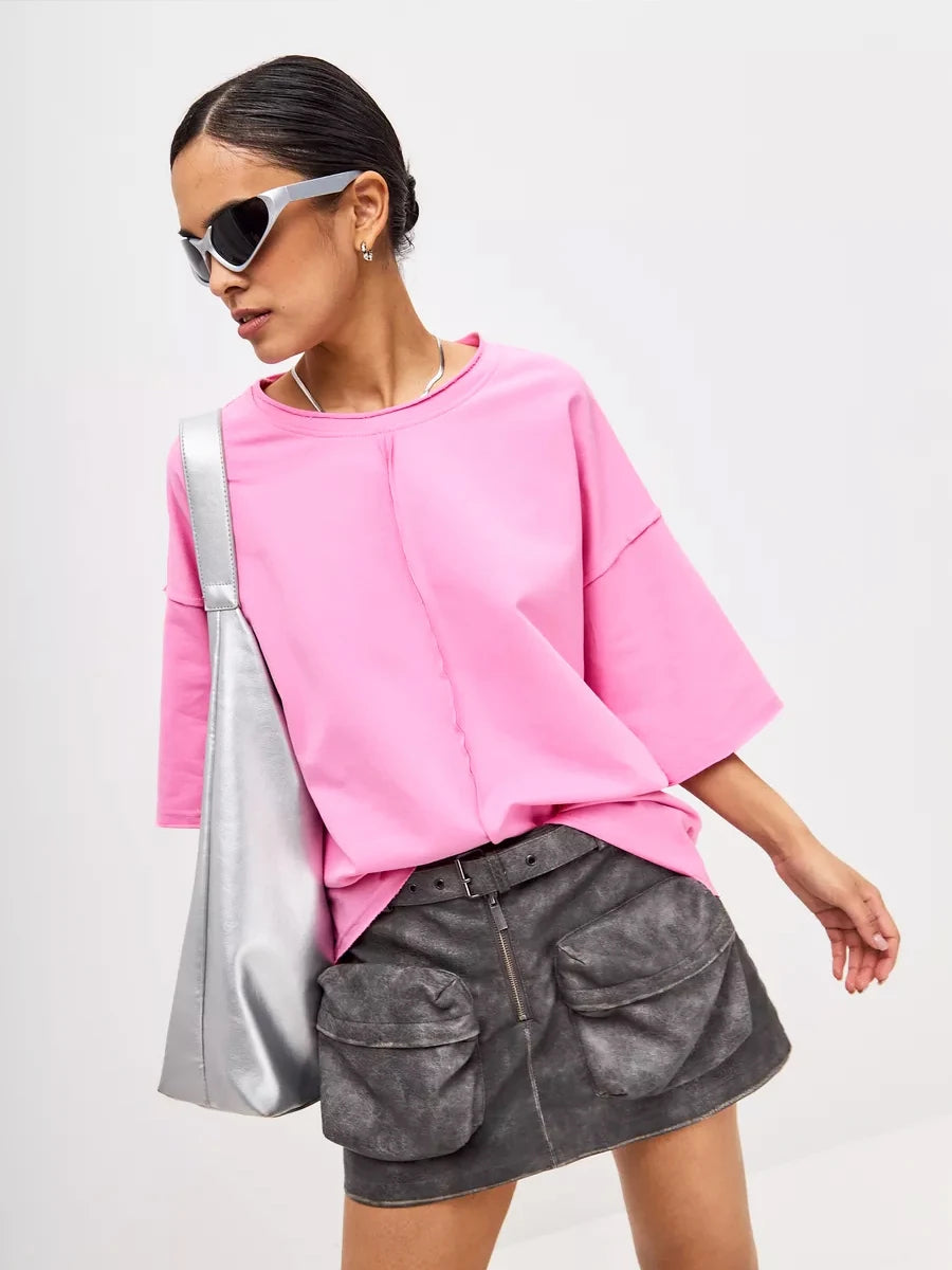 Soft Pink Oversized Cotton Women's T-Shirt
