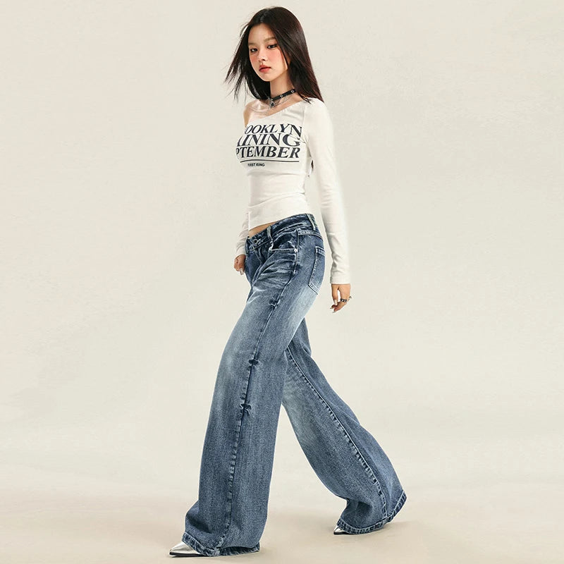 Vintage Washed Denim High Waisted Jeans