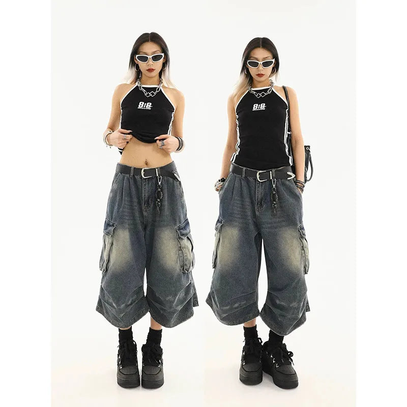 Vintage Washed American Style Pleated Pants