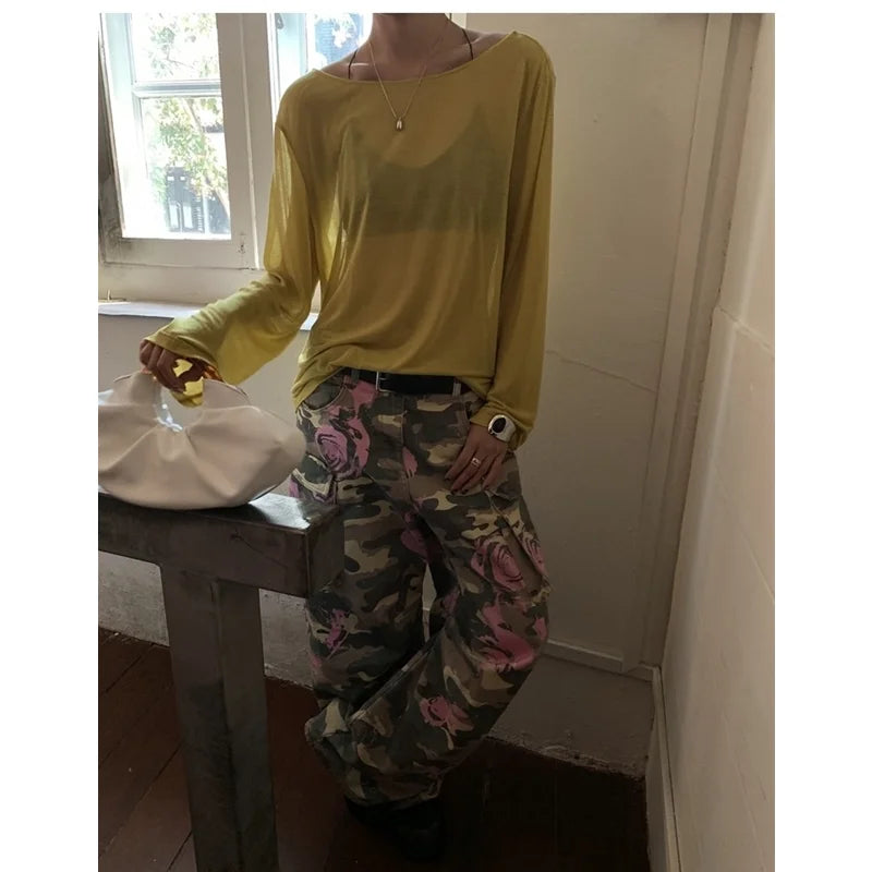 Vintage Printing High Waist Loose Jeans