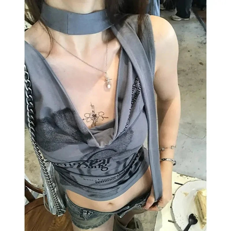 Sexy American Printed Vest Korean