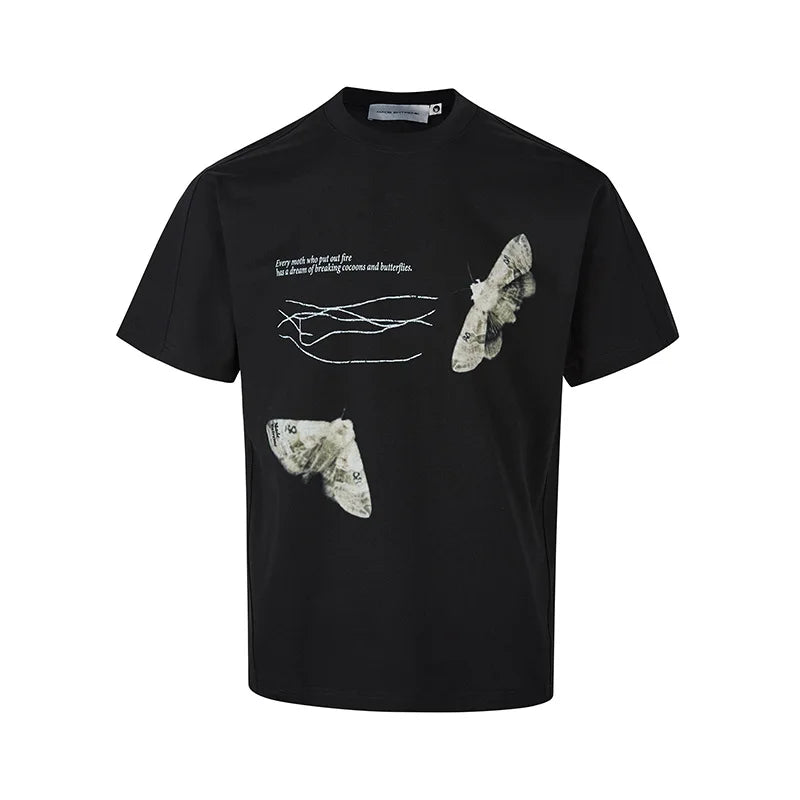 Extreme Vintage Butterfly Print Splicing T-Shirt