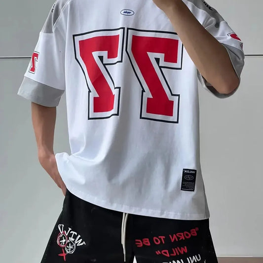 Contrast American Style Sport Jersey T-Shirt