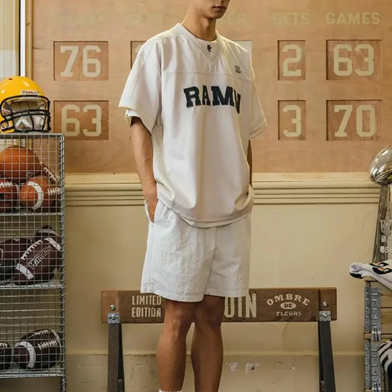 Vintage Patchwork American Sports Casual T-Shirt