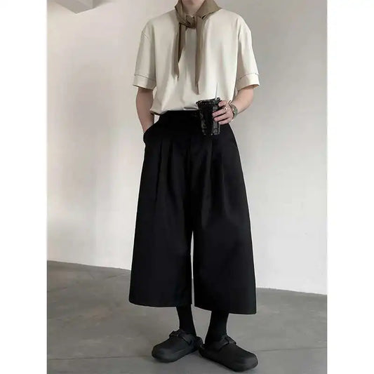 Solid Color Pleated Stylish Shorts