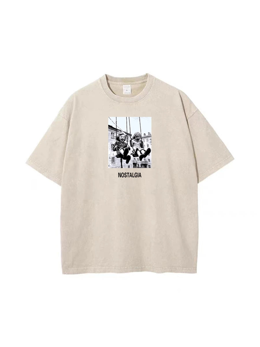 Retro Vintage Printed Cotton T-Shirt